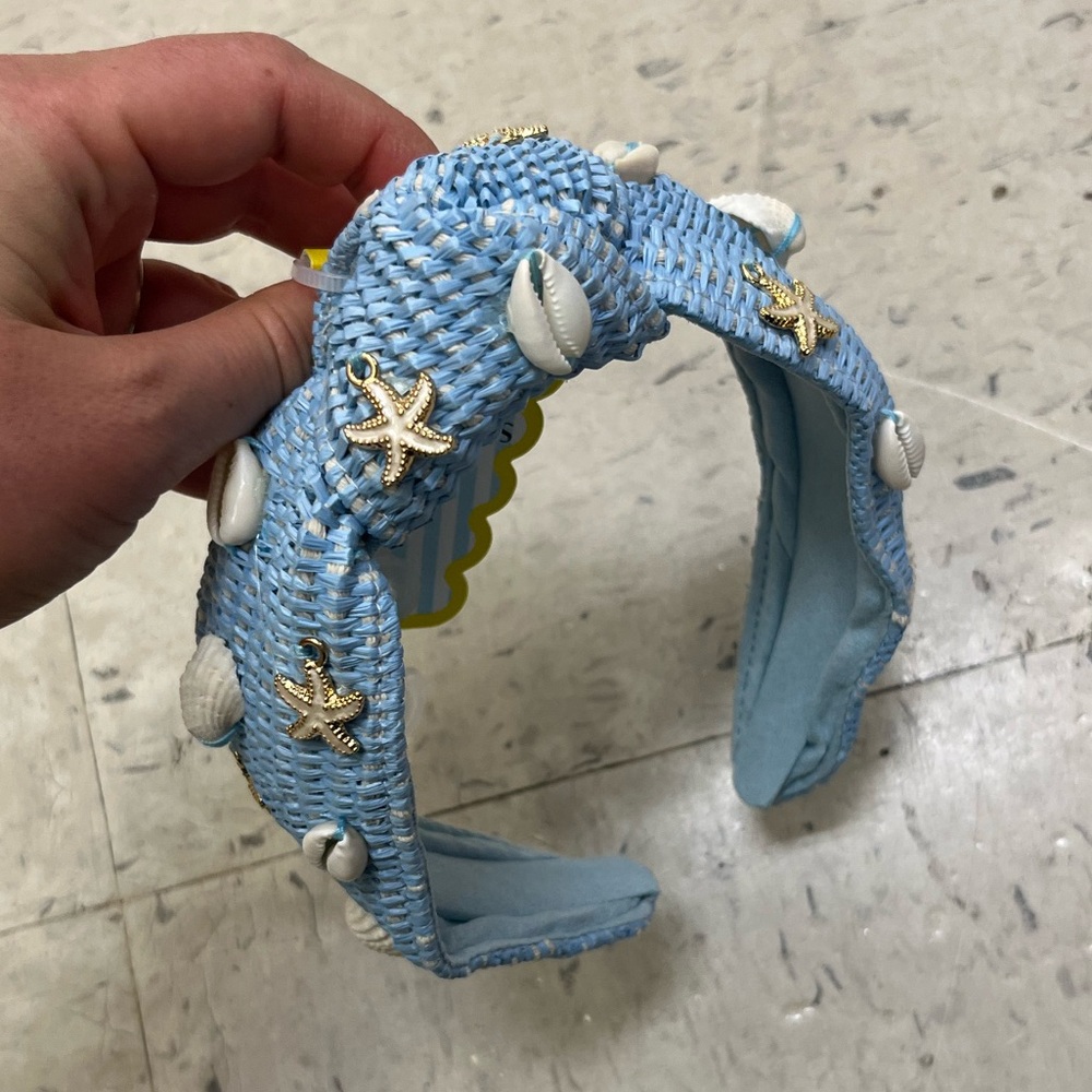 Blue Woven Headband with Seashell Accents - Picture 2 of 13